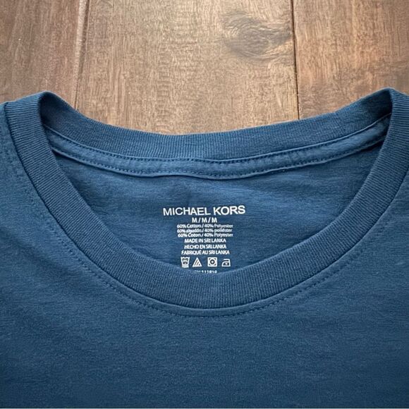Michael Kors Dark Teal Blue Long Sleeve Tee T-Shirt M - Picture 3 of 4
